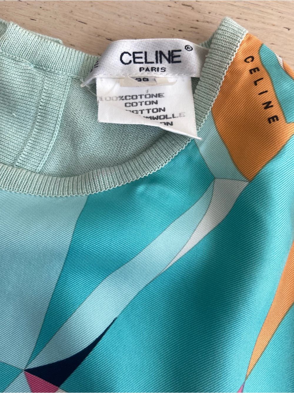 CELINE Paris Vintage 80s Abstract Geometric Print Top Size US2 / IT38 - Picture 5 of 9